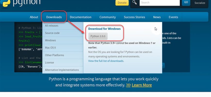 Инструкция по установке python
